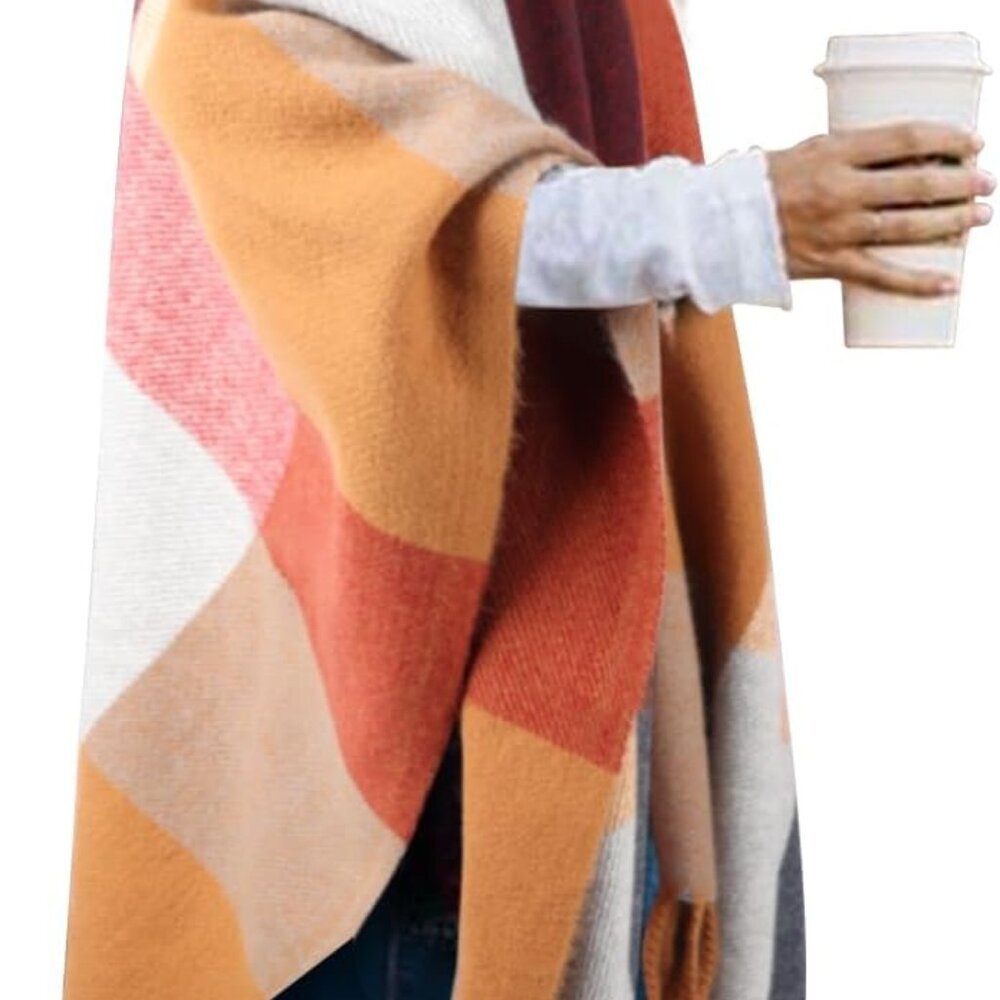 Women's Shawl Wraps Fall Clothes Open Front Boho Tessel Cardigan Plaid Knitted S